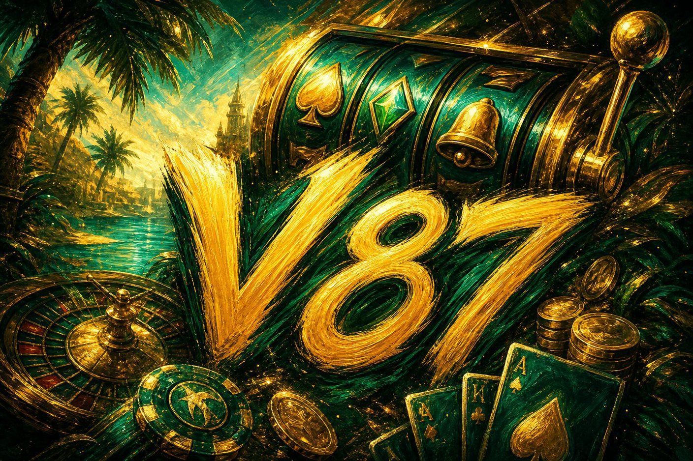 Tampilan sambutan pemain baru di halaman utama V87